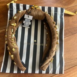 Lele Sadoughi Camel Knotted Candy Jeweled Headband with Gold Accents